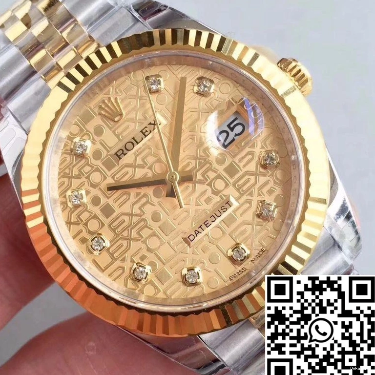 126333-0003 Textured Datejust EW Gold Dial 41MM Diamond-studded Factory Rolex 0824